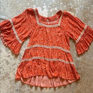 Free People Orange Talk about it Tunic size S